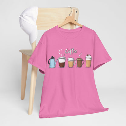 Coffee Cup Pattern Unisex Heavy Cotton Tee - Brewed Patterns Unisex Heavy Cotton Tee
