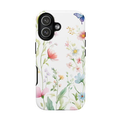 Watercolor Wildflower & Butterfly Phone Case - iPhone, Samsung, and Google case