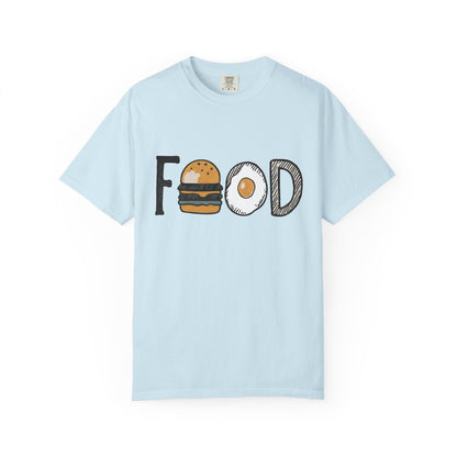 Food Unisex Garment-Dyed T-Shirt | Fun Burger & Egg Graphic