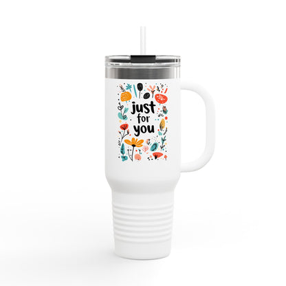 Just for You: 40oz Insulated Travel Mug with Colorful Floral Design