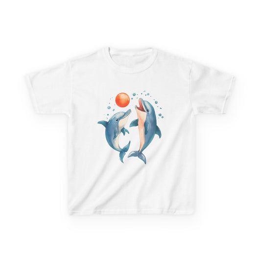 Playful Dolphins design Youth T-shirt- Unisex Youth Heavy Cotton™ Tee