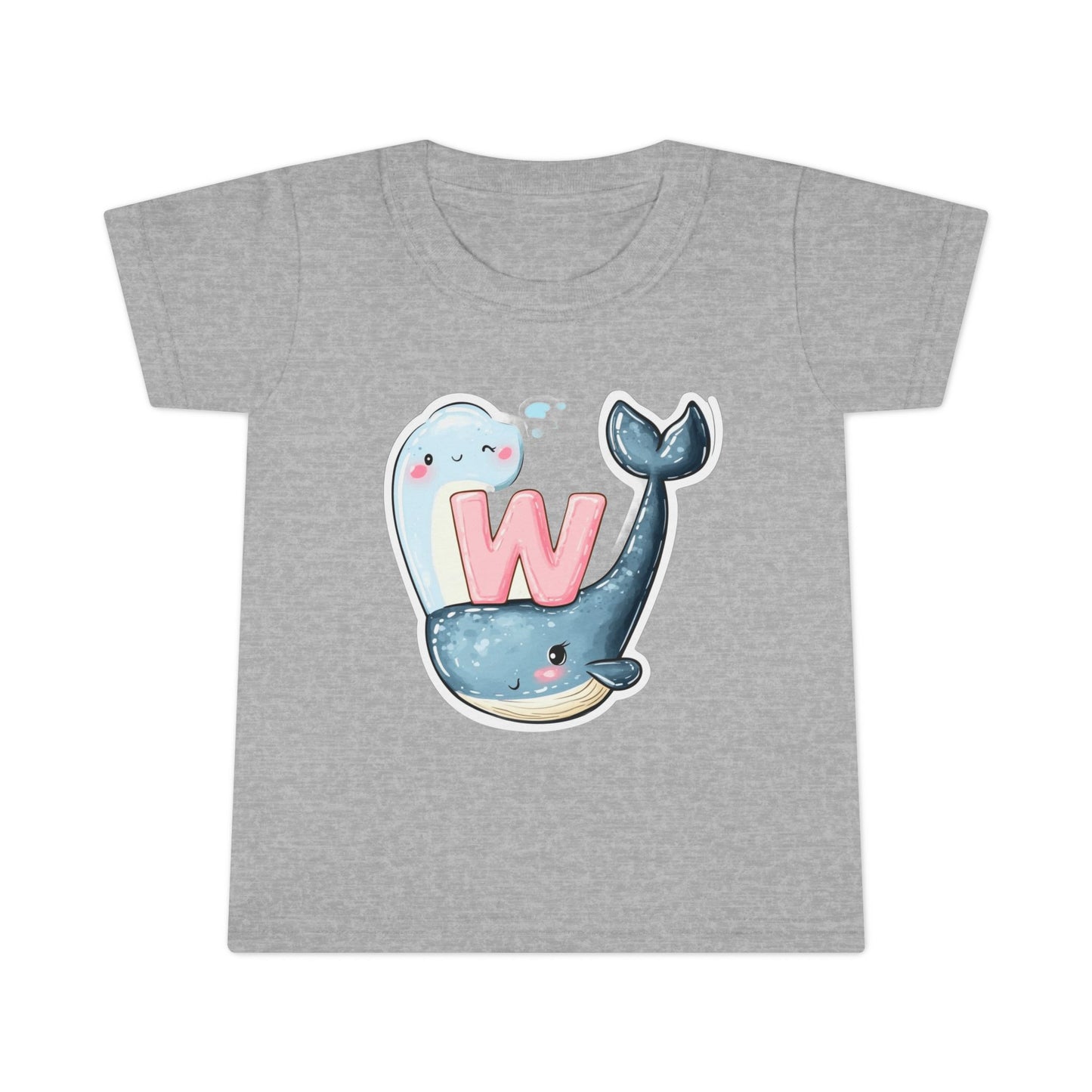 Cute Whale & Ghost Letter W Toddler T-Shirt – Fun Kids Apparel for Learning & Play