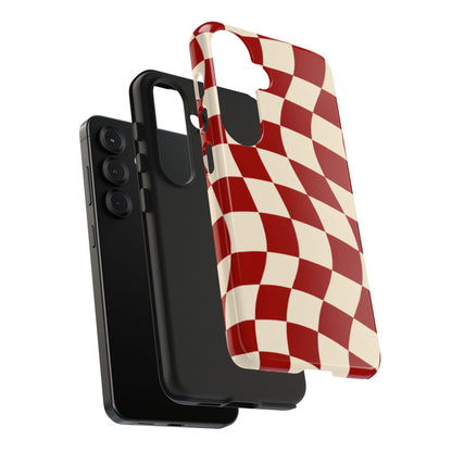 Red Wavy Checker Phone Case