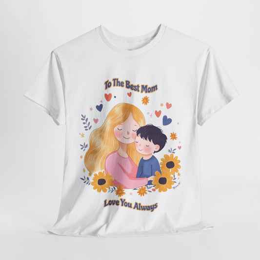 Mother & Child Love Heavy Cotton Tee - Floral Design T-Shirt - Mother's day Gift - Birthday Gift for Mom