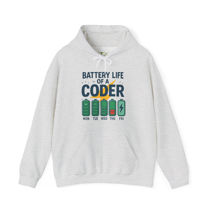 Battery Life of a Coder Hoodie, Programmer Gift, Coding Apparel, Techie Fashion