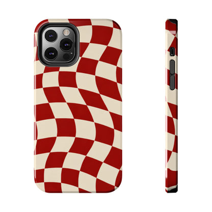 Red Wavy Checker Phone Case
