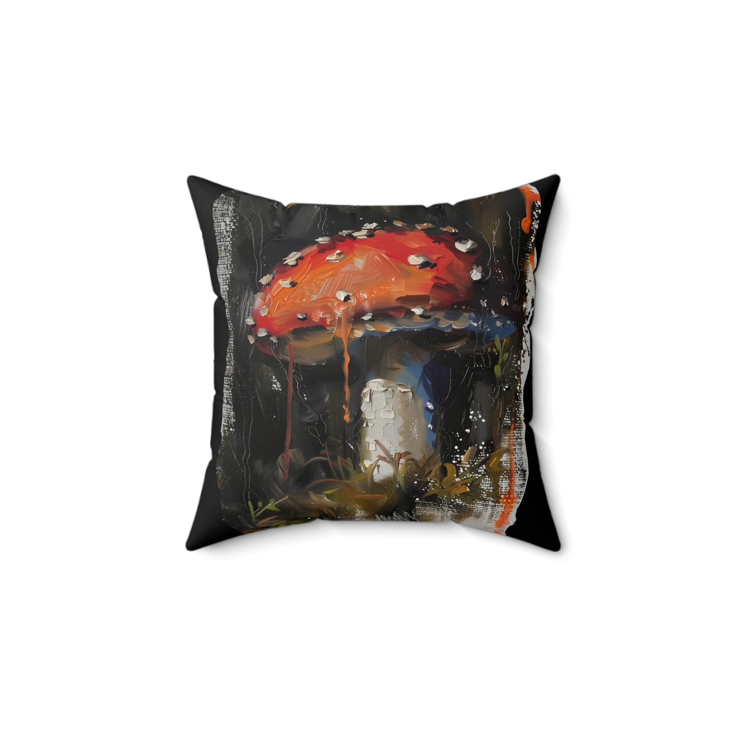 Mushroom Oil colored Square Cushion (Black)