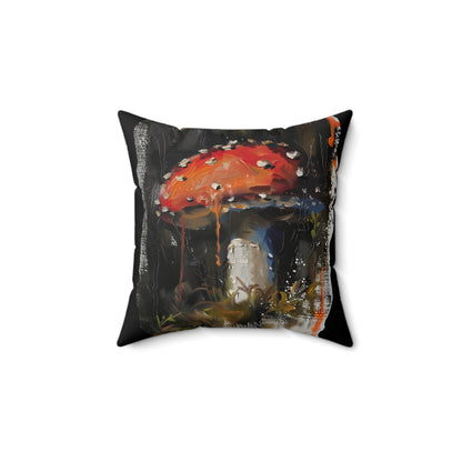Mushroom Oil colored Square Cushion (Black)