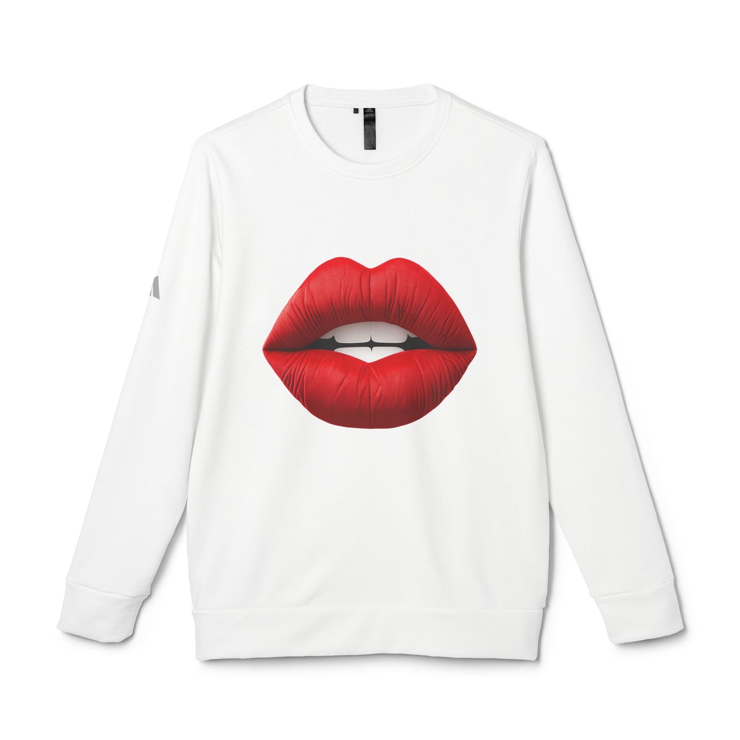 Adidas Women's Fleece Crewneck Sweatshirt with Red lips-shaped design