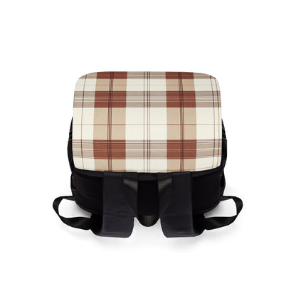 Unisex Casual Shoulder Backpack - Front Flap design Backpack - Plaid Backpack