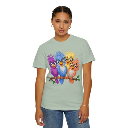 Colorful Bird Friends Women's T-Shirt - Fun & Playful Graphic Tee