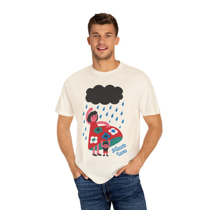 Colorful Rainy Day Unisex T-Shirt - Whimsical Design Featuring Flowers & Clouds - Mother's day Gift - Birthday Gift