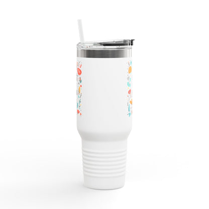 Just for You: 40oz Insulated Travel Mug with Colorful Floral Design