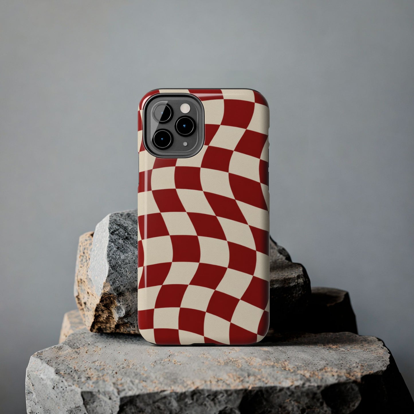 Red Wavy Checker Phone Case