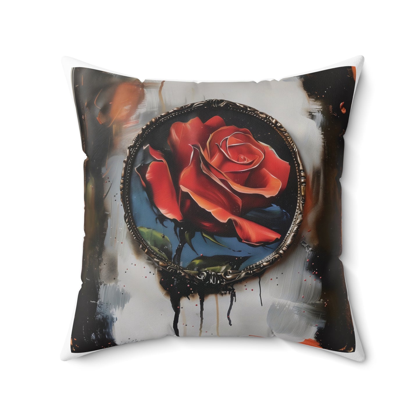 Rose Oil colored and Miniature Square Cushion white