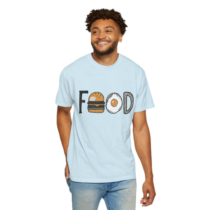 Food Unisex Garment-Dyed T-Shirt | Fun Burger & Egg Graphic
