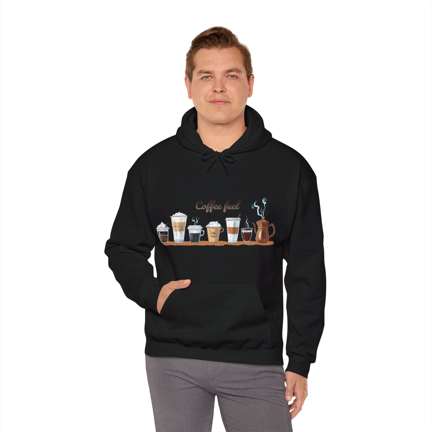 Unisex Heavy Blend™ Hooded Sweatshirt - Coffee Lovers Unisex Hoodie - Cozy Coffee Cups Design Hoodie for Men and Women