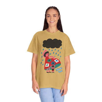 Colorful Rainy Day Unisex T-Shirt - Whimsical Design Featuring Flowers & Clouds - Mother's day Gift - Birthday Gift