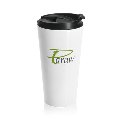White Stainless Steel Travel Mug - "Paraw" Text Design, 15oz Travel Mug