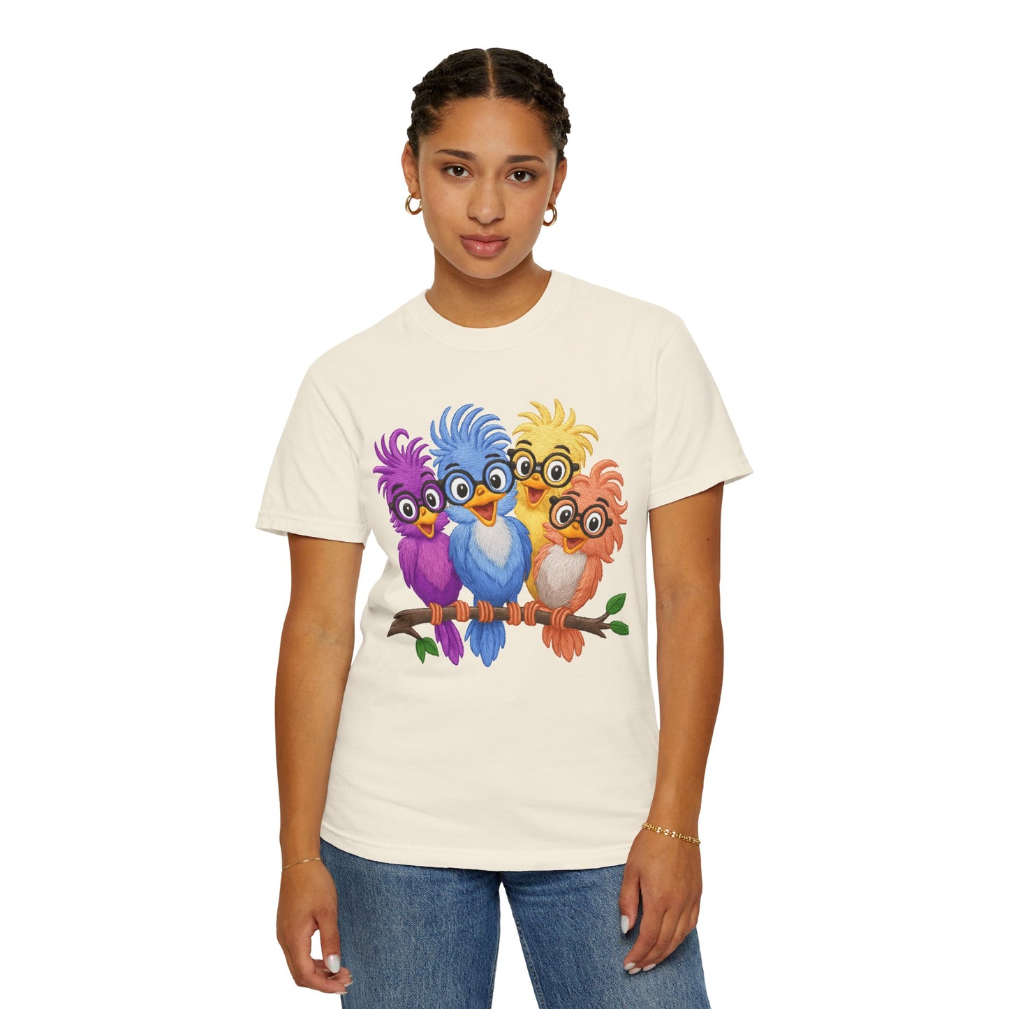 Colorful Bird Friends Women's T-Shirt - Fun & Playful Graphic Tee