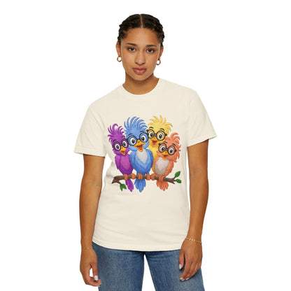 Colorful Bird Friends Women's T-Shirt - Fun & Playful Graphic Tee