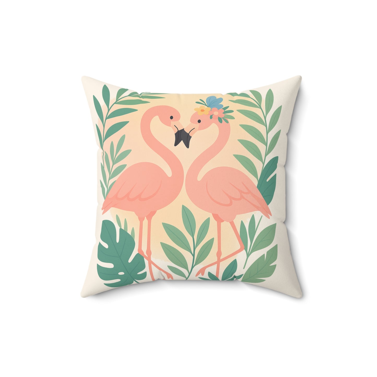 Romantic Flamingo Pillow, Tropical Decor, Love Nest Cushion, Beach House Gift, Summer Home Accent