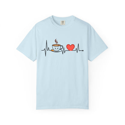 Cute Coffee Heartbeat T-Shirt, Unisex Tee for Coffee Lovers, Gift for Baristas, Casual Wear, Perfect for Birthdays and Holidays