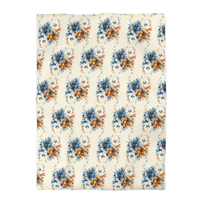 Floral Microfiber Duvet Cover, Soft Bedding Set, Cozy Home Decor, Nature-Inspired Bedroom, Spring Gift Idea