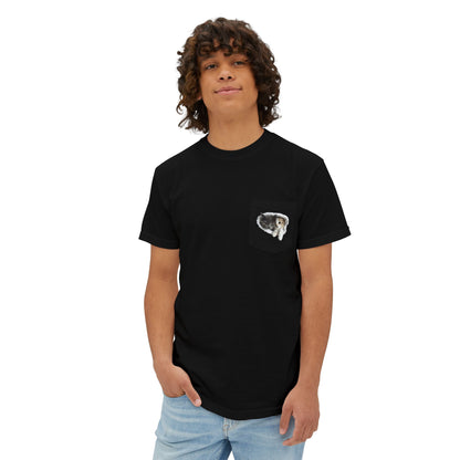 Garment-Dyed Pocket T-Shirt with Adorable Cat Design, Casual Wear, Gift for Cat Lovers, Summer Fashion, Everyday Essentials