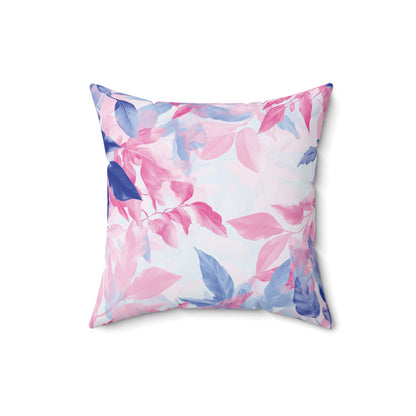 Decorative Pillow - Colorful Pastel Leaves in Pink & Blue Tones