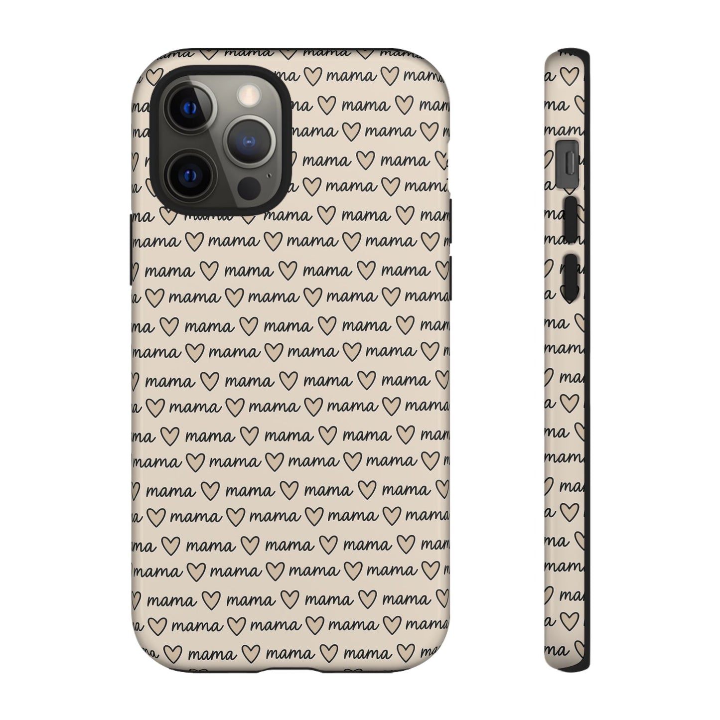Mama Script Heart Pattern Phone Case