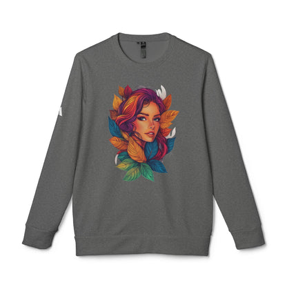 Adidas Women's Fleece Crewneck Sweatshirt - Fantasy Woman Face Fleece Sweatshirt