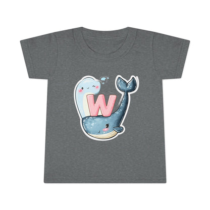 Cute Whale & Ghost Letter W Toddler T-Shirt – Fun Kids Apparel for Learning & Play