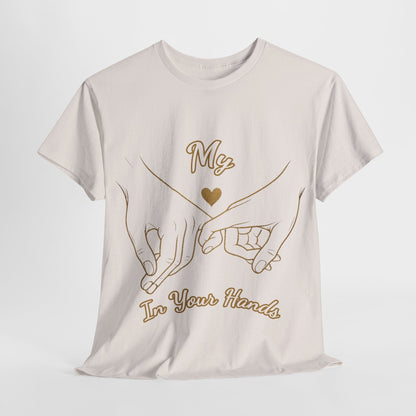 Cute Couples Unisex Heavy Cotton Tee - 'My Heart in Your Hands' design T-shirt