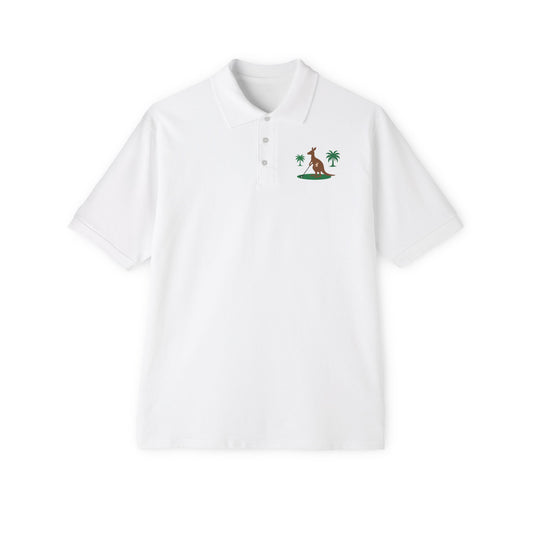 Tropical Casual Polo Shirt, Kangaroo  Design Polo, Summer Outfit, Men's Fashion, Gift for Dad - Kangaroo Golf Adventure
