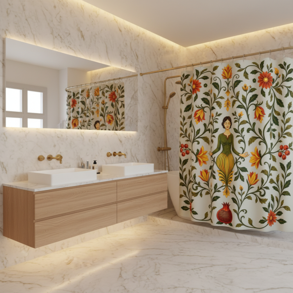 William Morris Sage Green Floral Shower Curtain