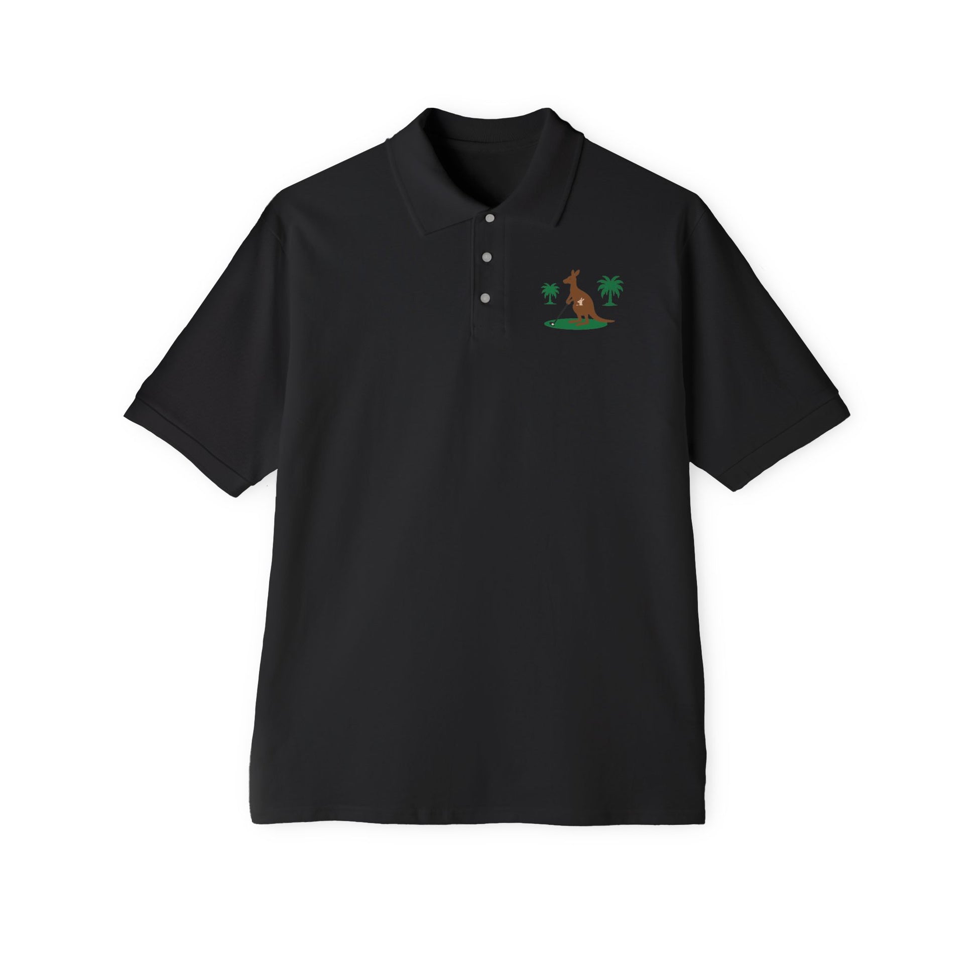 Men's short sleeve tropical kangaroo print golf polo top