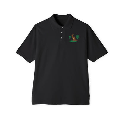 Men's short sleeve tropical kangaroo print golf polo top