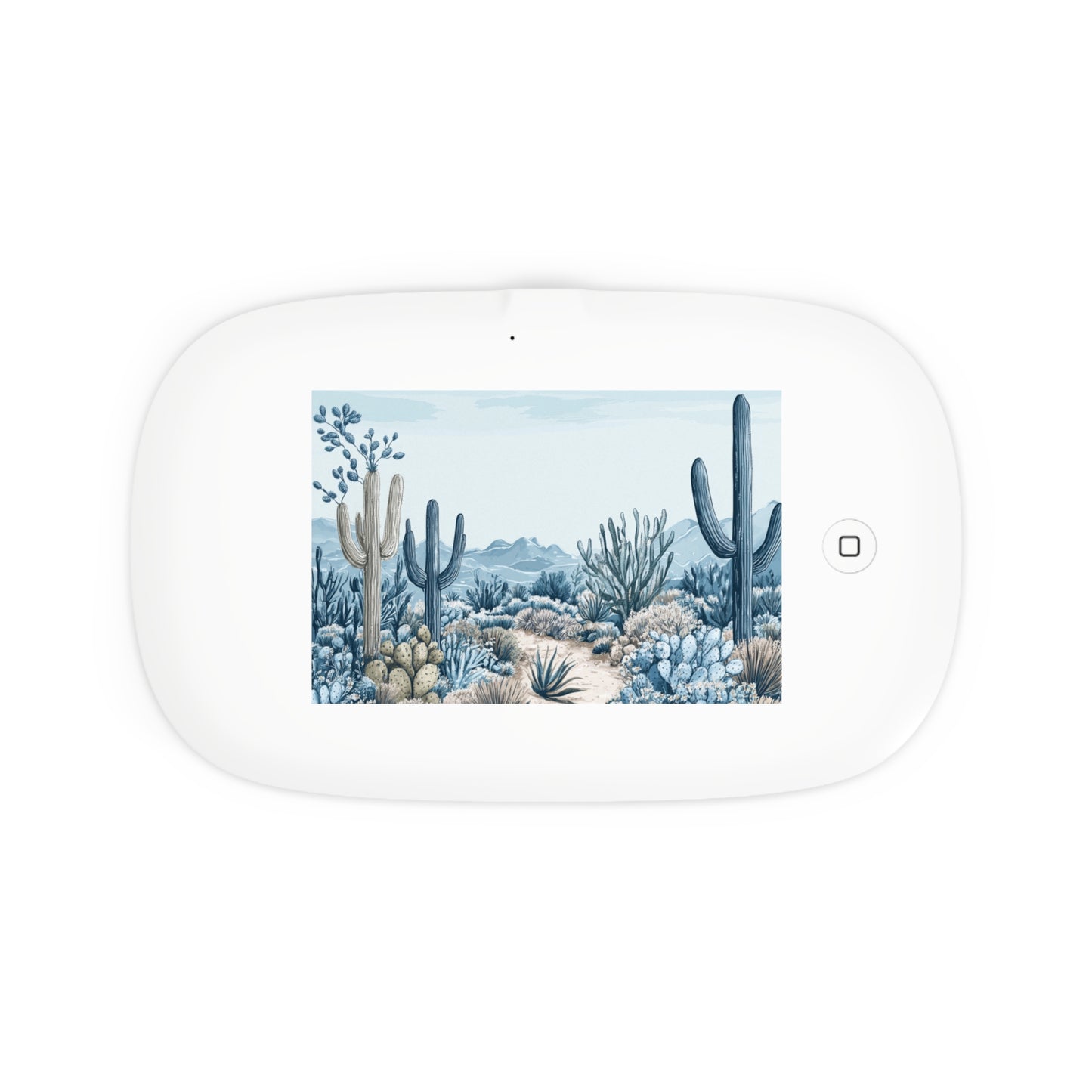 Wireless charging pad with UV phone sanitization in desert cactus design