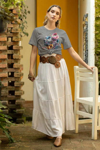 Floral Watercolor T-shirt for Women - Vibrant Artistic Tee - Lightweight Fabric Tee