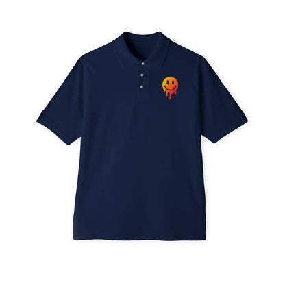 Navy Double-stitched hem and sleeve cuff of pique polo shirt