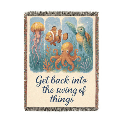 Inspirational Ocean Scene Woven Blanket - "Get Back Into The Swing of Things"