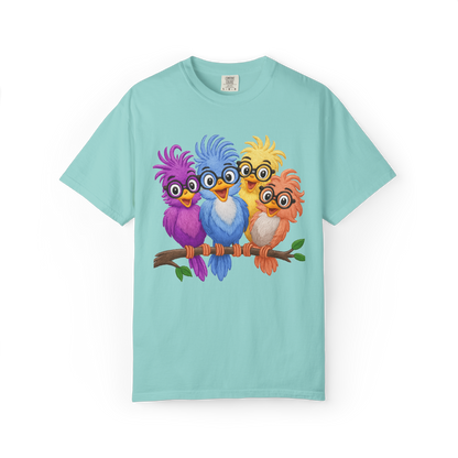 Colorful Bird Friends Women's T-Shirt - Fun & Playful Graphic Tee