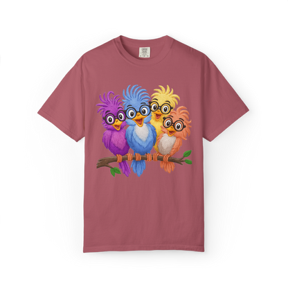 Colorful Bird Friends Women's T-Shirt - Fun & Playful Graphic Tee