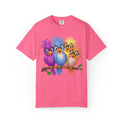Colorful Bird Friends Women's T-Shirt - Fun & Playful Graphic Tee