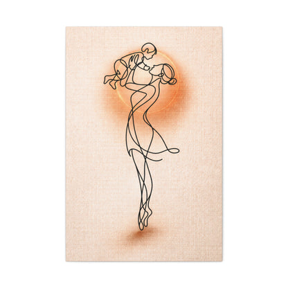 Minimal Line Art Mother & Baby Canvas Print