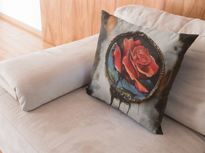 Rose Oil colored and Miniature Square Cushion white