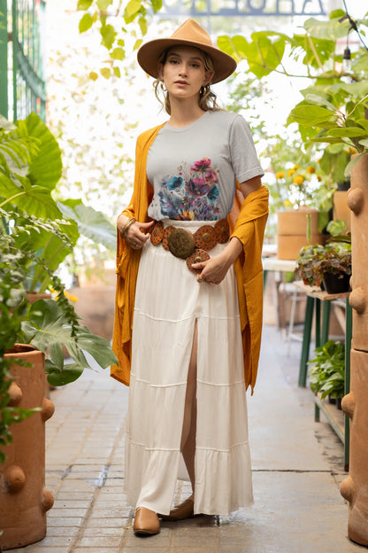 Floral Watercolor T-shirt for Women - Vibrant Artistic Tee - Lightweight Fabric Tee