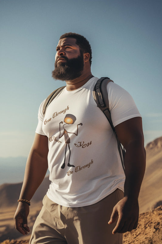 Victory Lamp Unisex Recycled Organic T-Shirt - Eco-Friendly Tee - Grow Through What You Go Through text design