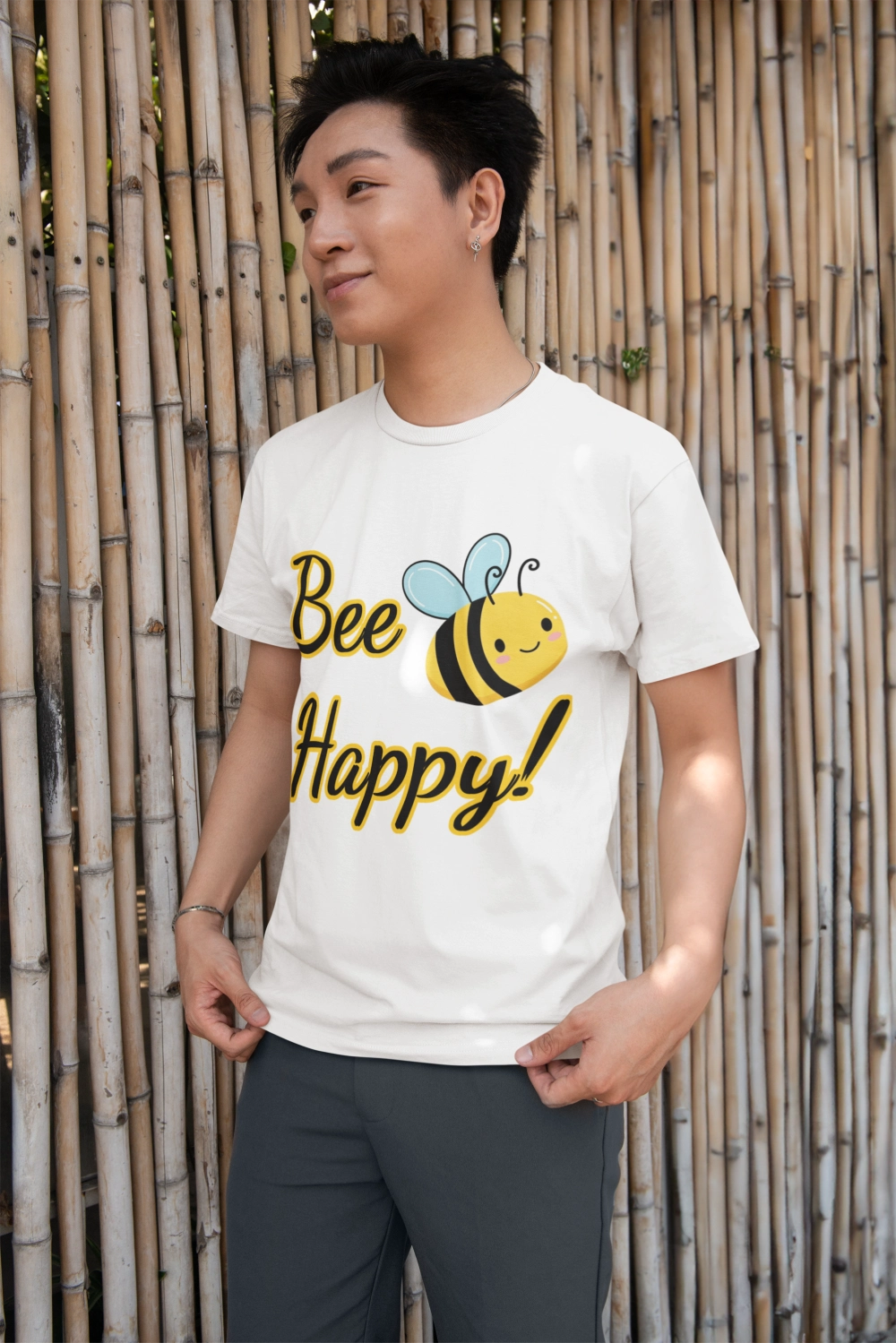 Bee Happy Unisex Jersey Tee - Cheerful Graphic T-Shirt for Positive Vibes